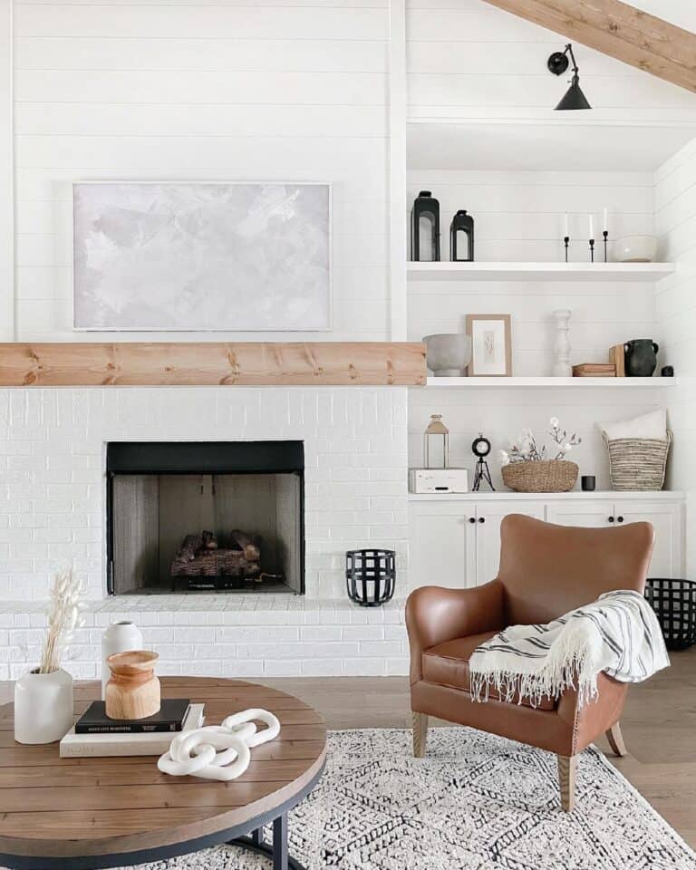 Brown Leather Accent Chairs for Living Room