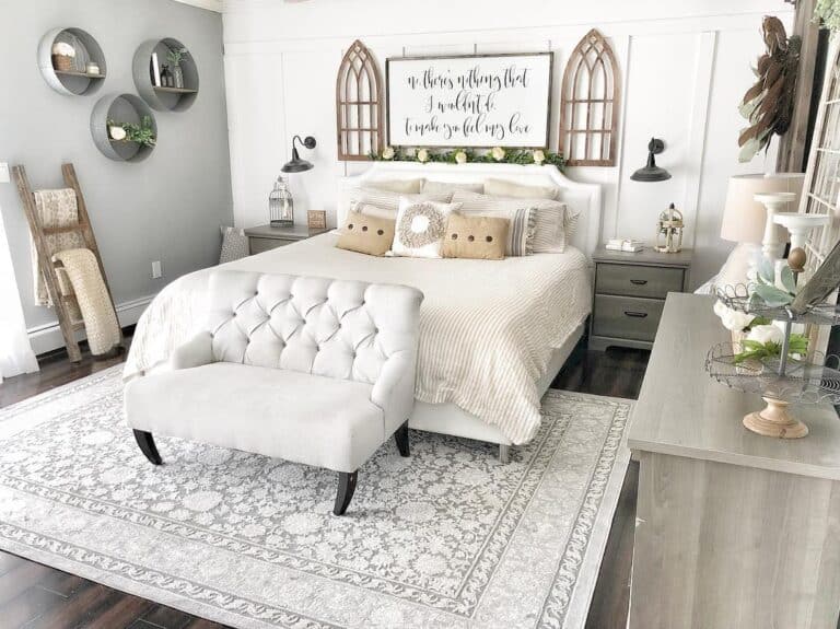 Farmhouse Bedroom with Bench Seating