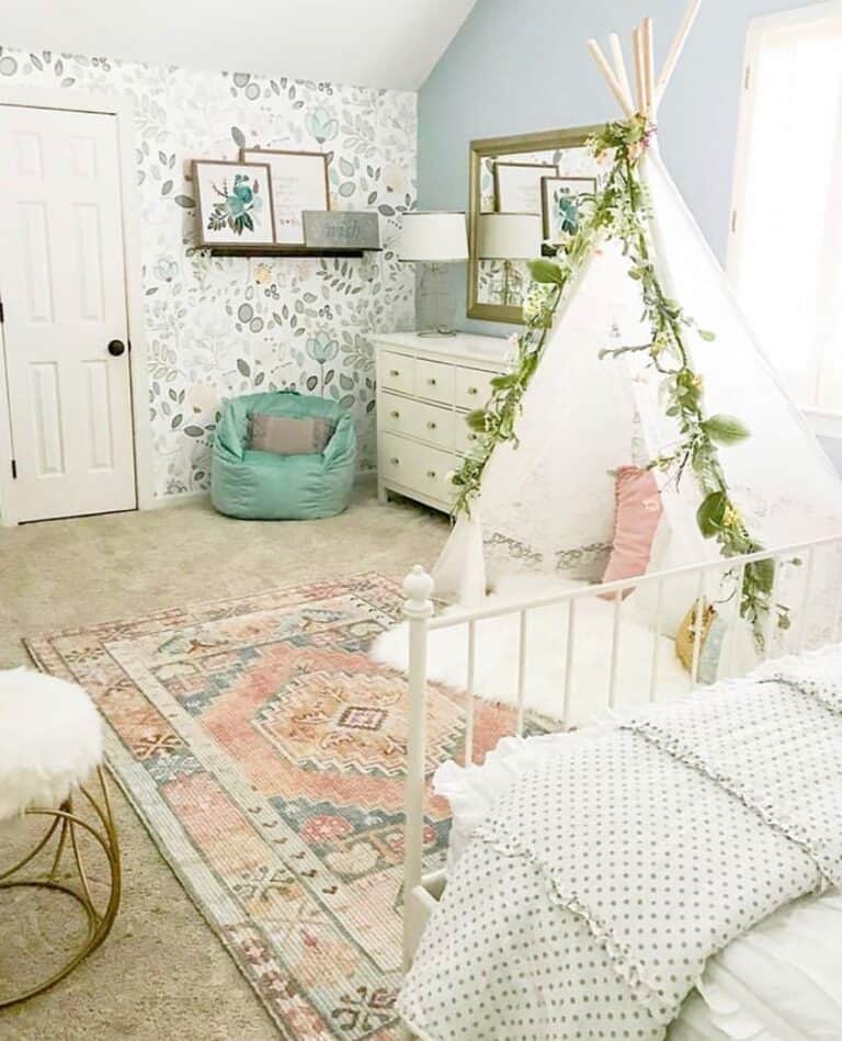 Farmhouse Girls Bedroom with Play Tent