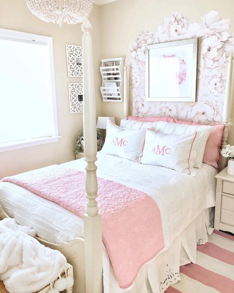 Four Poster Bed in Farmhouse Girl Bedroom