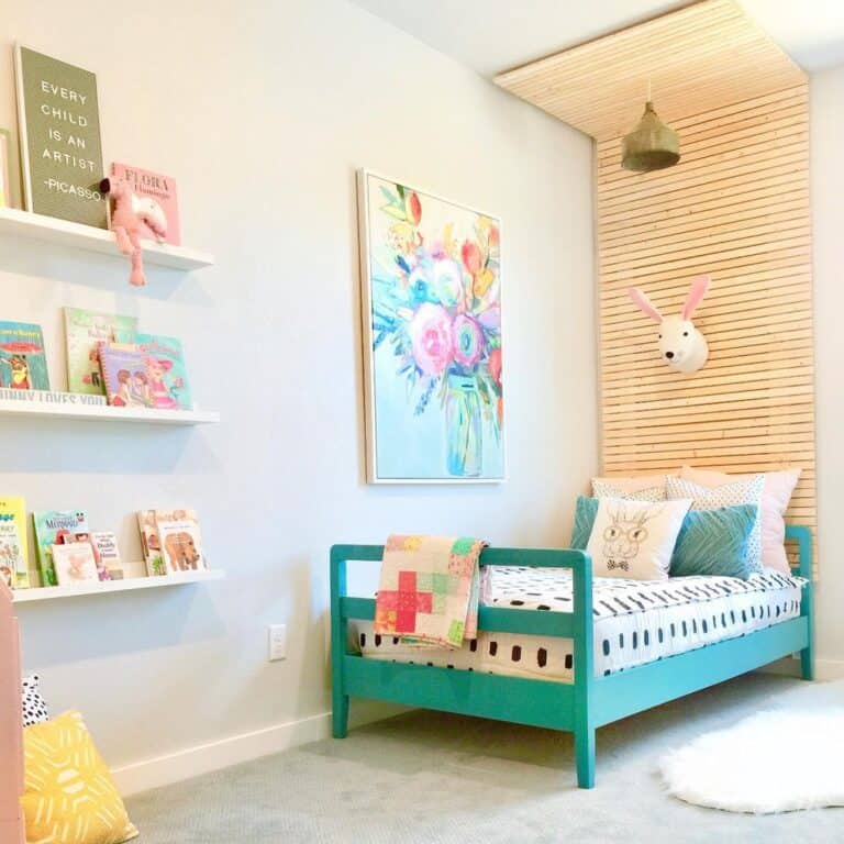 Girl's Bedroom with Teal Bed