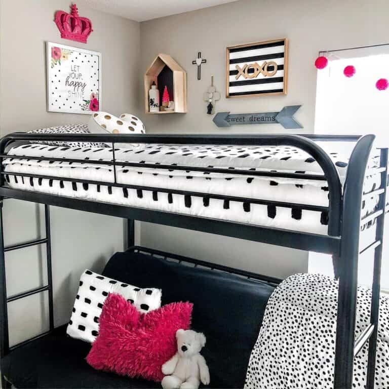 Girls Black Futon Bunk Bedroom