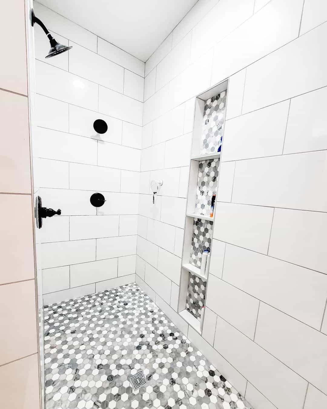 Hexagon Tile Shower Niche and Pan Soul & Lane