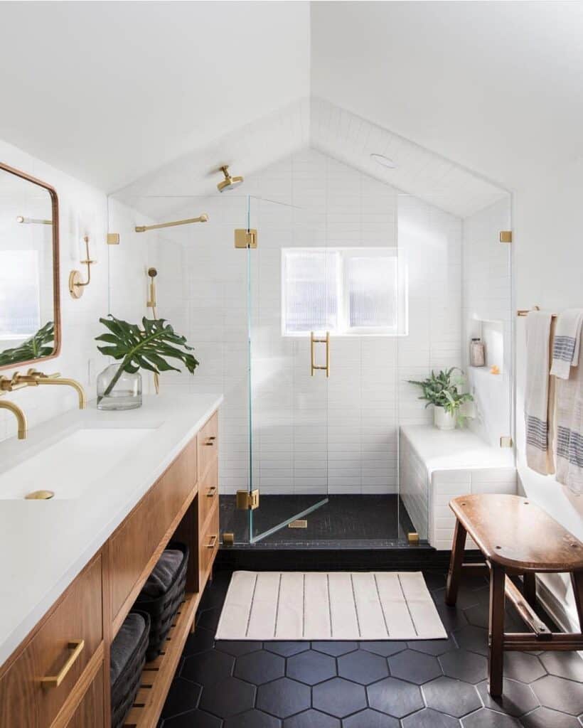 Hexagonal Black Tile Bathroom