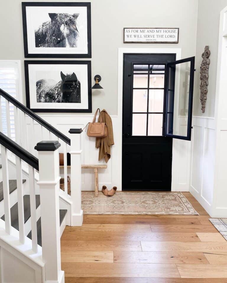 Horse Portraits on a Staircase Gallery Wall