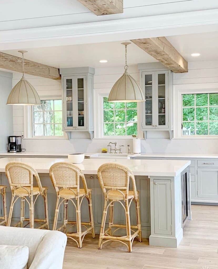 Kitchen Cabinets on White Shiplap Wall