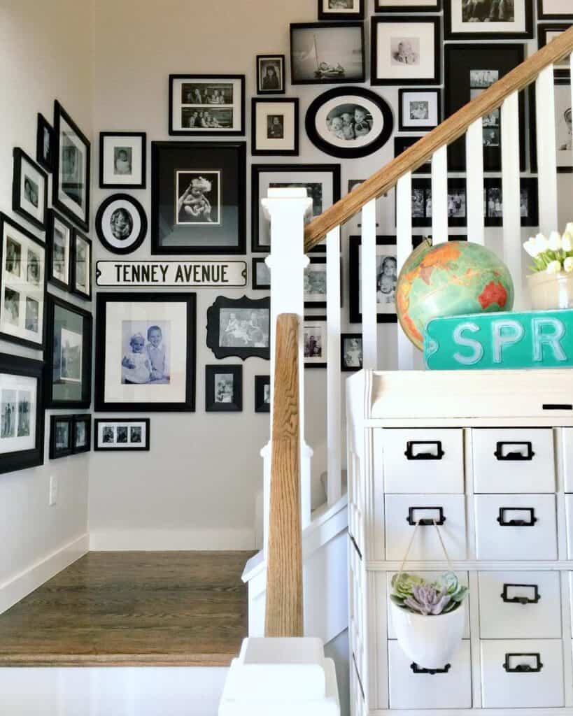 Light-Colored Staircase Gallery Wall