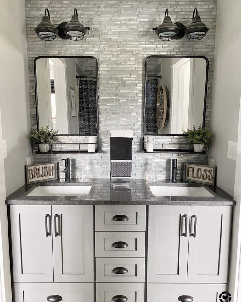 Metalic Grey Tiled Bathroom
