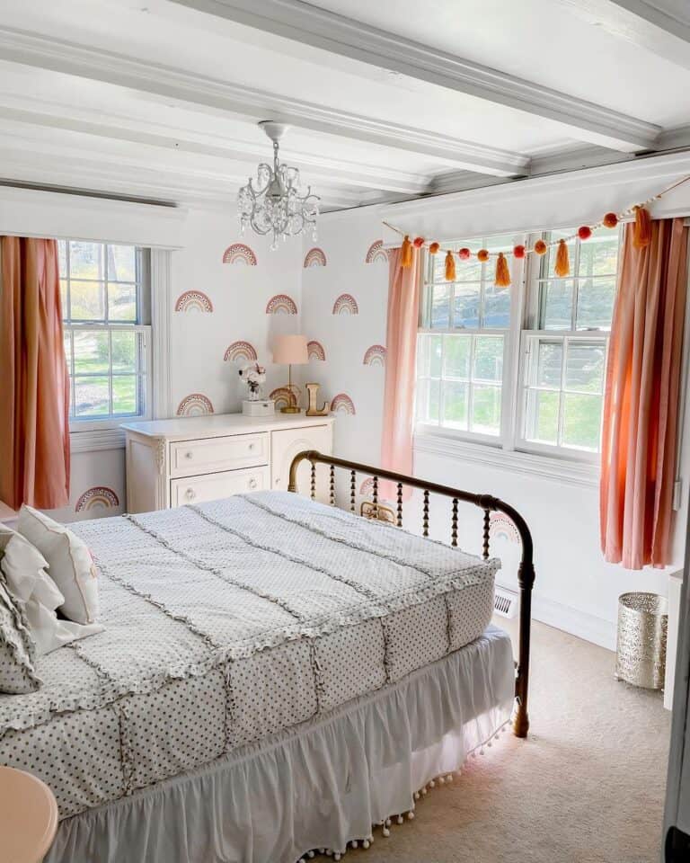 Orange Curtains for Farmhouse Bedroom