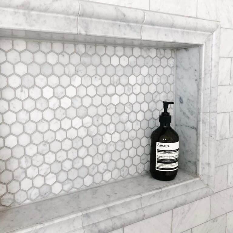 Rectangular Hexagon Tile Bathroom Shower Niche