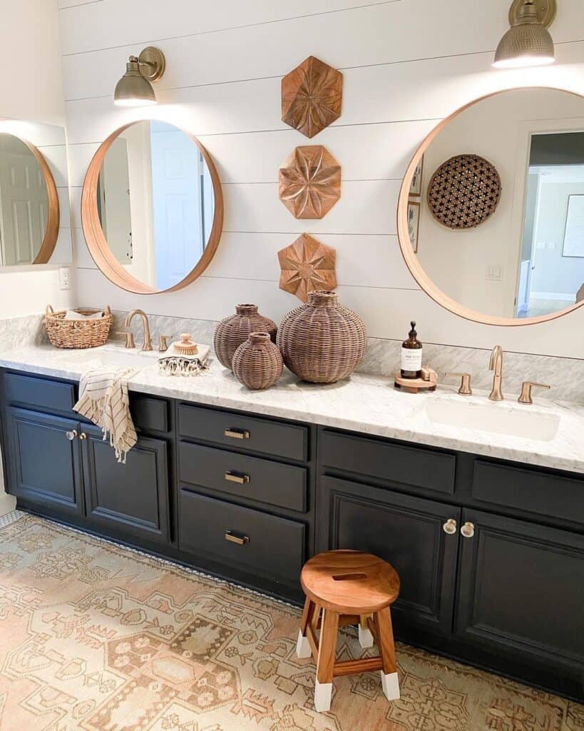 Round Wood Mirrors for Bathroom Vanity