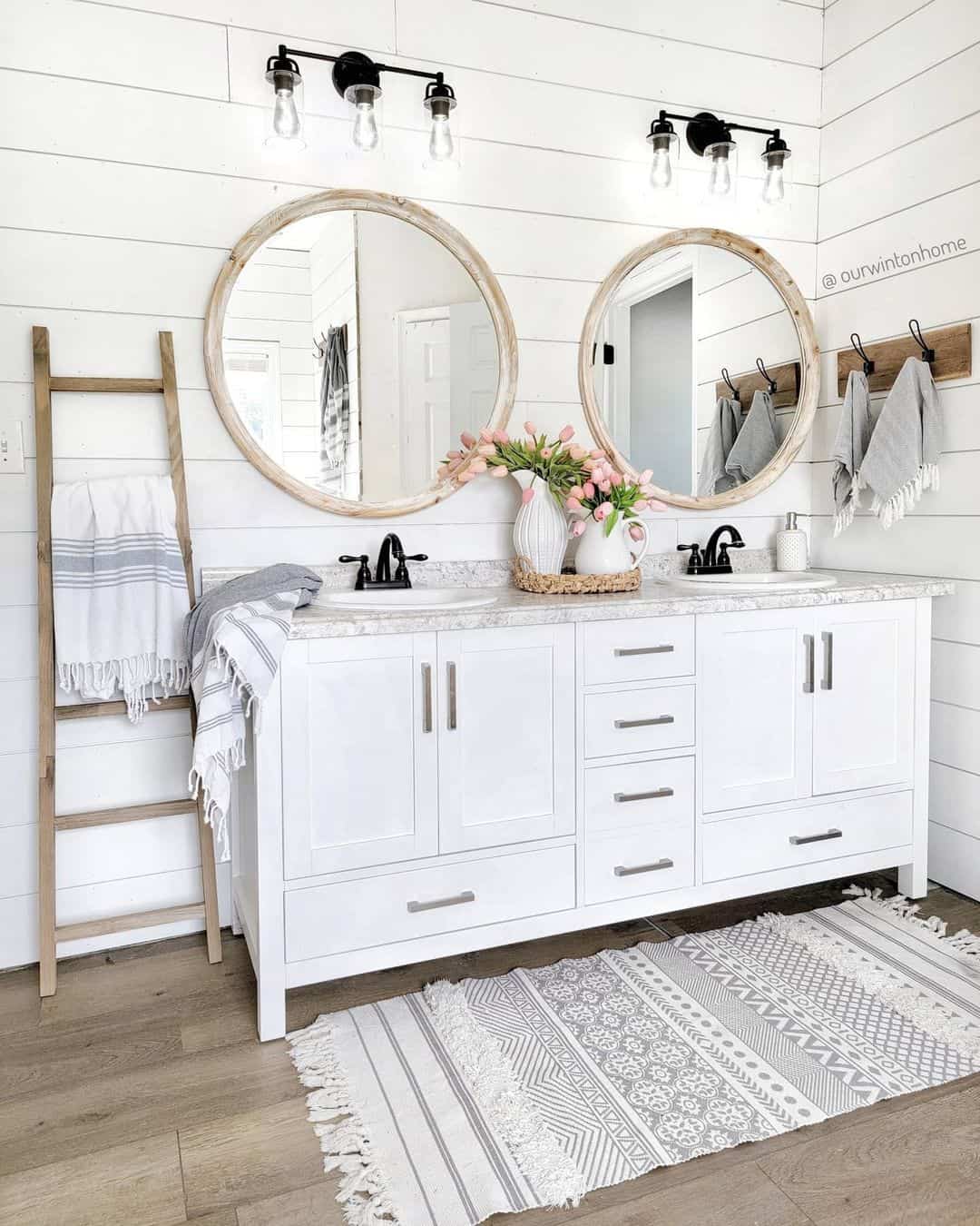 Rustic Wood Frame Round Bathroom Mirrors Soul & Lane