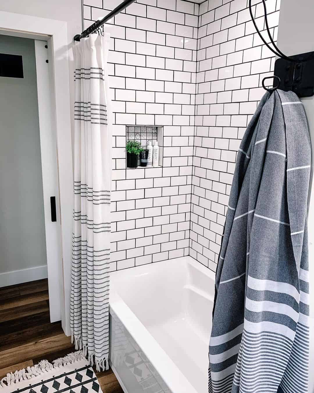 Shower with Square Mosaic Tile Niche Soul & Lane