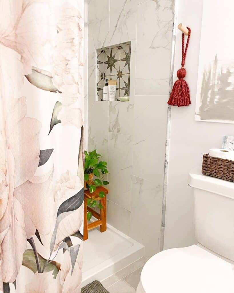 Square Mosaic Tile Shower Niche