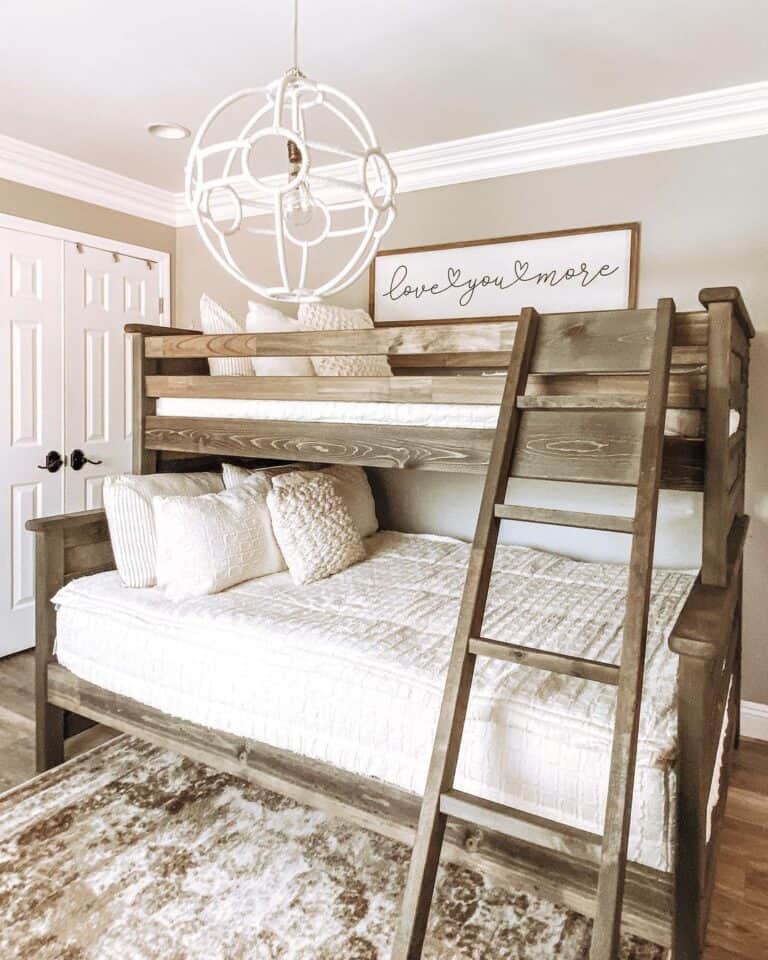 Stained Wood Bunk Bed for Kids