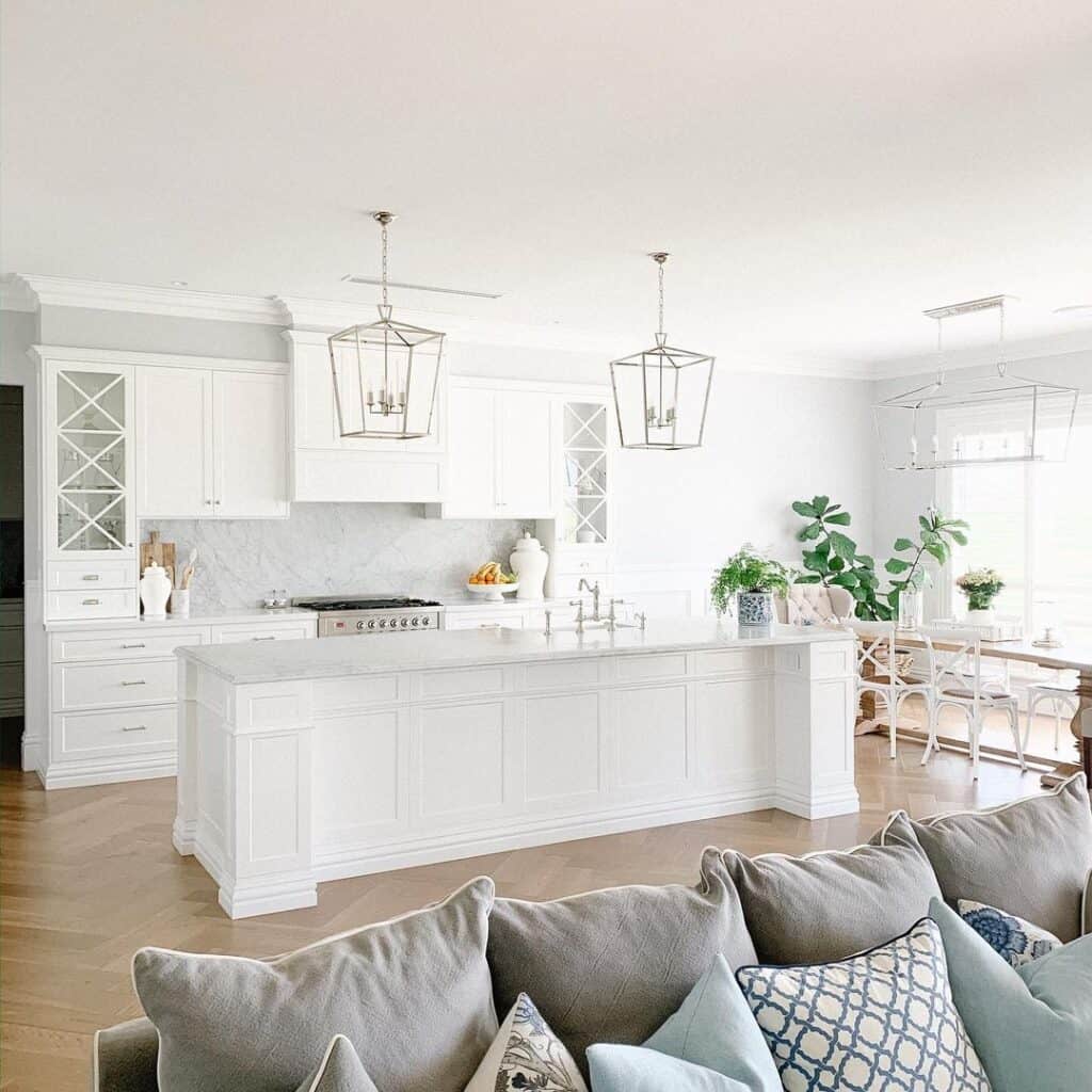 Stained Wood Herringbone Floor for Kitchen