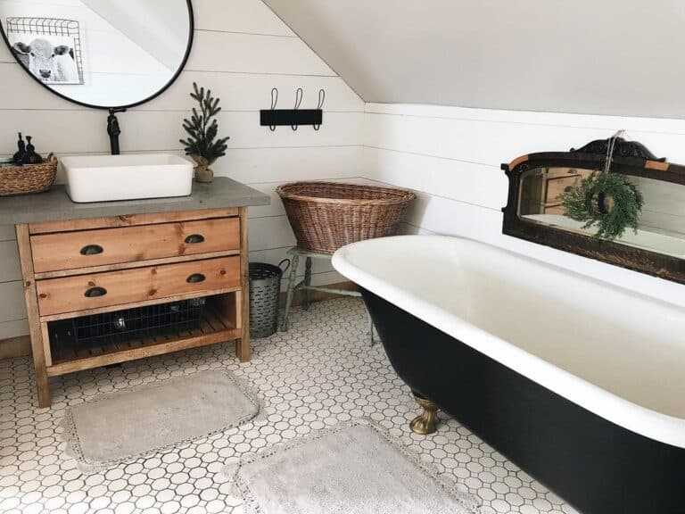 White Hexagon Bathroom Floor Tiles