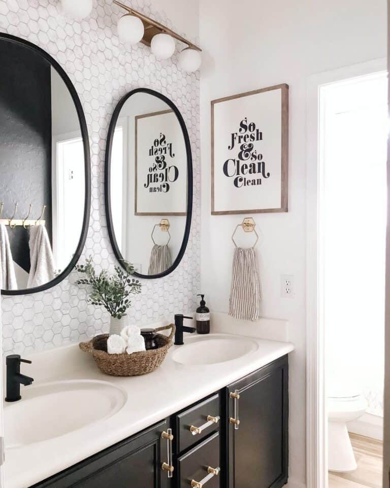 White Hexagon Tile Bathroom Wall