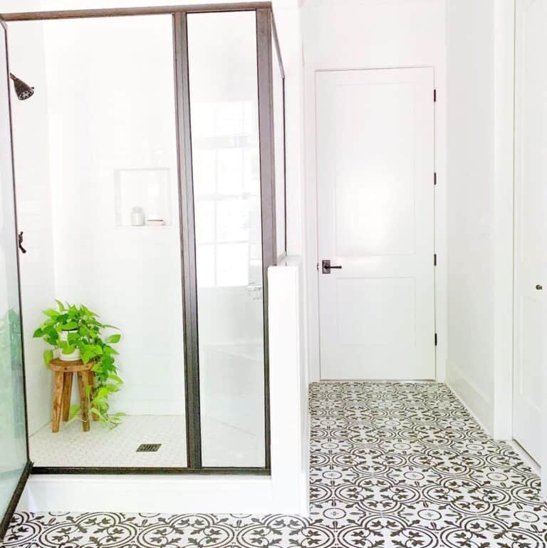 White Hexagon Tile Shower Pan