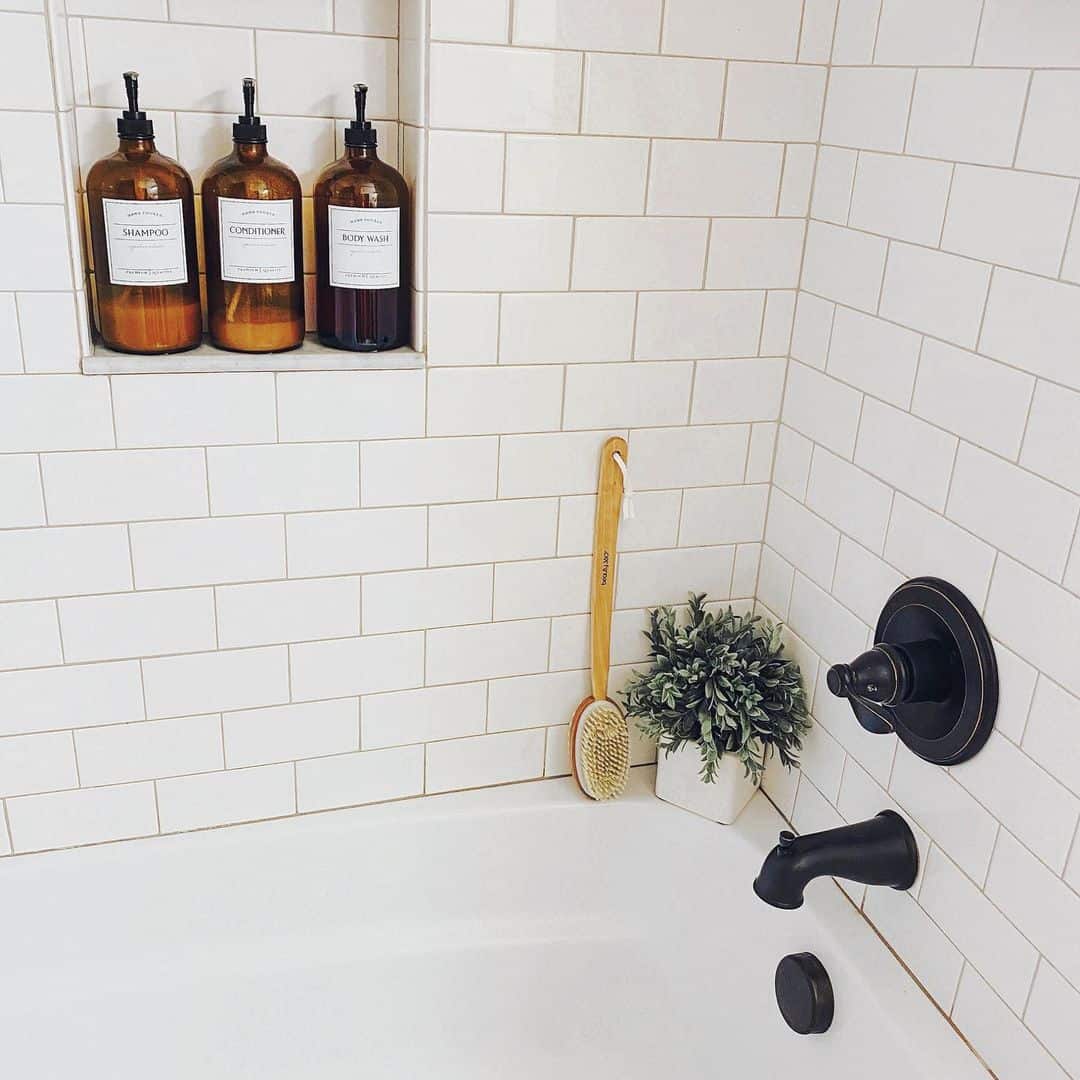 White Subway Tile Shower Niche Soul & Lane