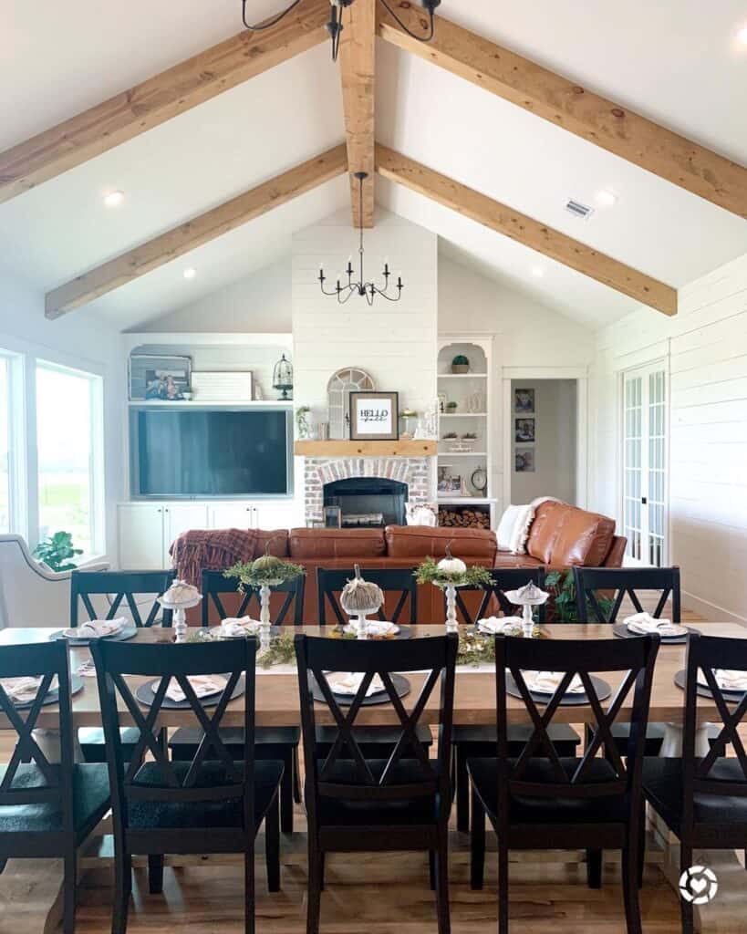 White Vaulted Ceiling with Beams