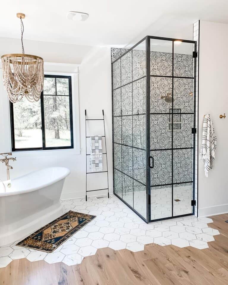 White and Grey Marble Hexagon Floor Tiles