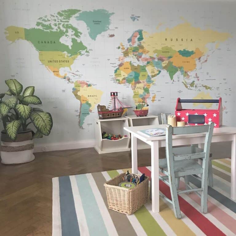 World Map Mural Wallpaper for Boys Room