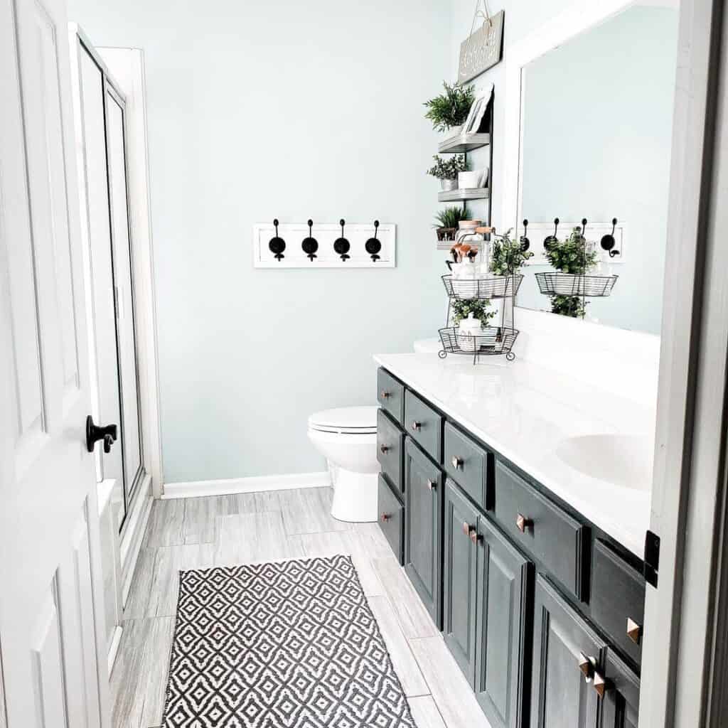 Black Bathroom Vanity with White Countertop