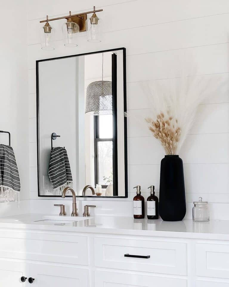 Black Frame Rectangular Bathroom Vanity Mirror