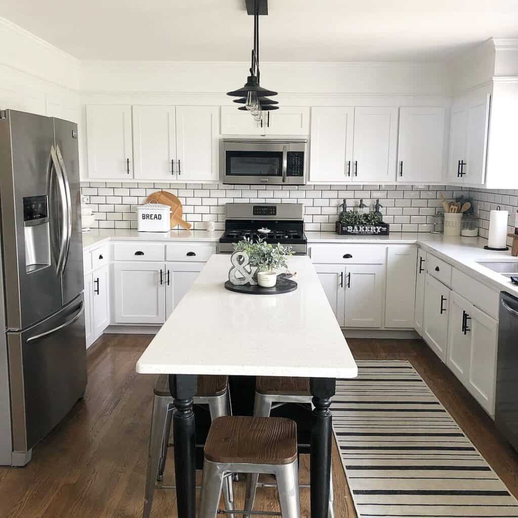 Black Island with Legs and White Countertop