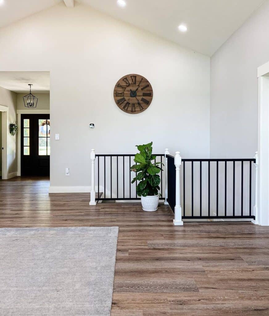 Black Stair Railing with White Posts