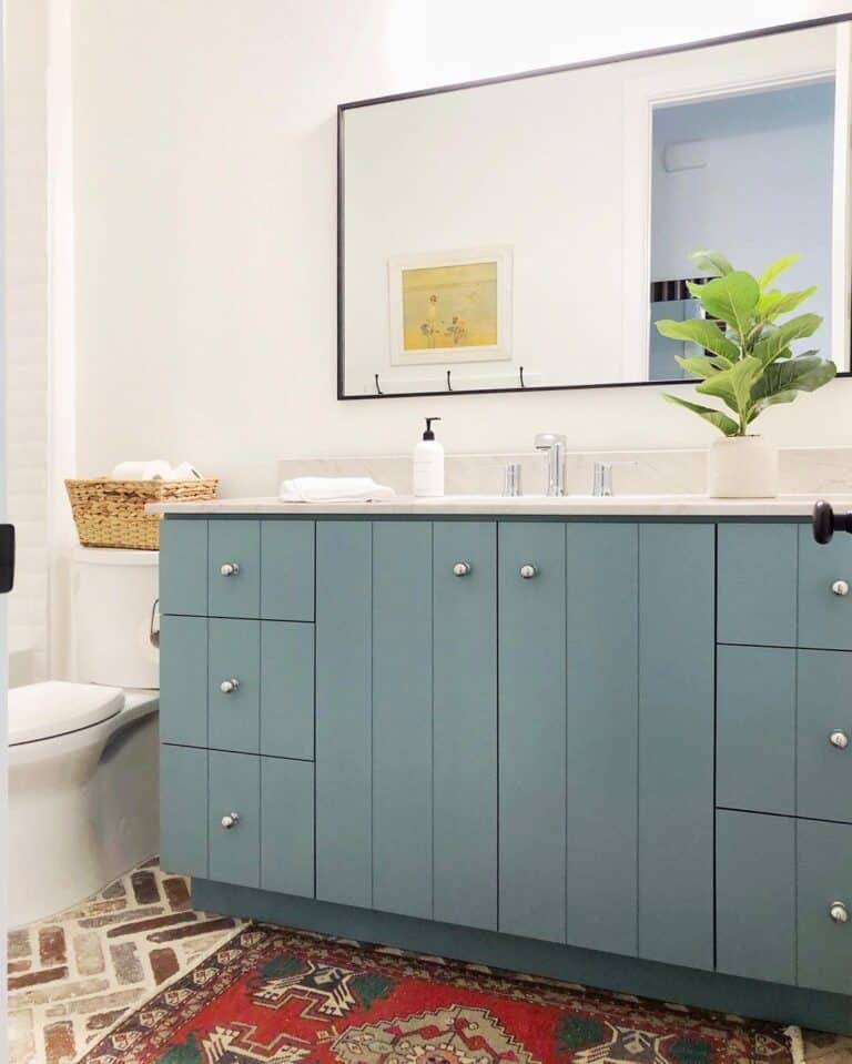 Black Vanity Mirror for Blue Grey Vanity