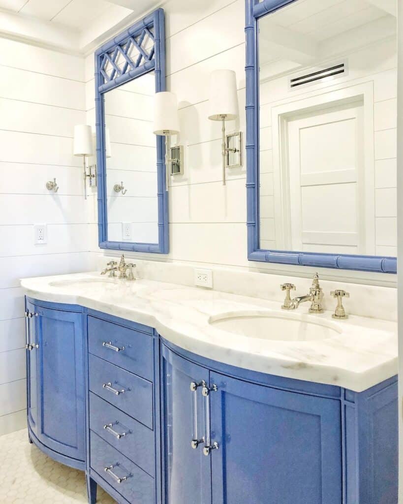 Blue Double Sink Bathroom Vanity