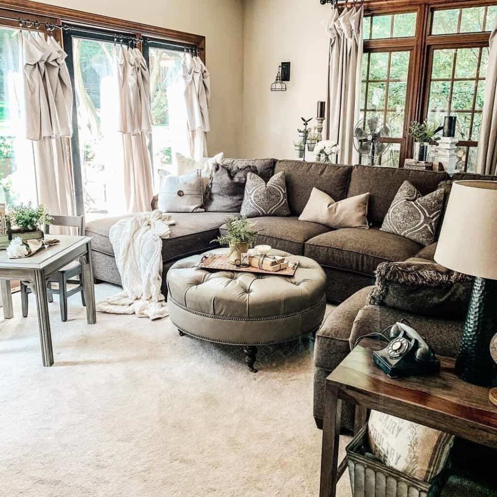 Brown Chaise Lounge Sofa with Ottoman Soul & Lane