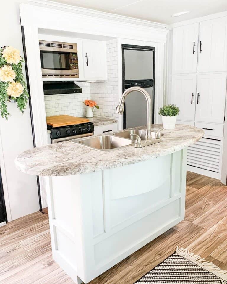 Camper Kitchen with Subway Tile Backsplash