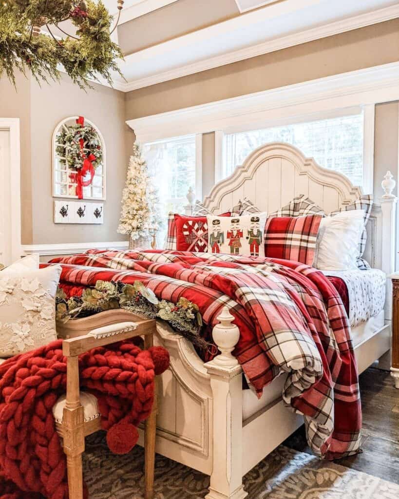 Christmas Bedding Queen Set In Festive Bedroom