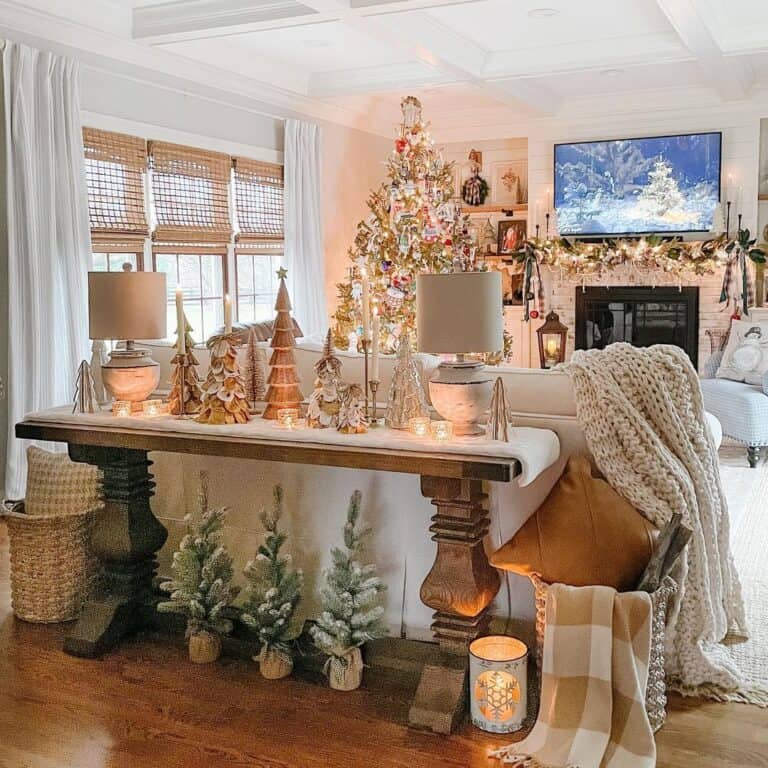 Christmas Throw Blankets and Seasonal Table Display