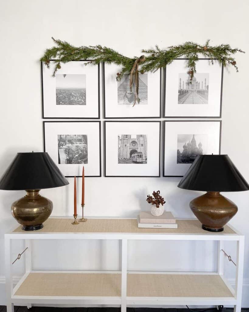 Dark Lamps on a White Console Table