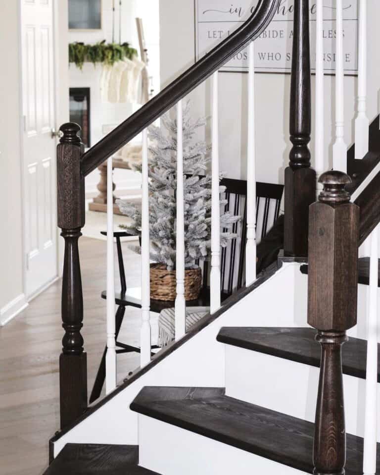 Dark Wood and White Staircase