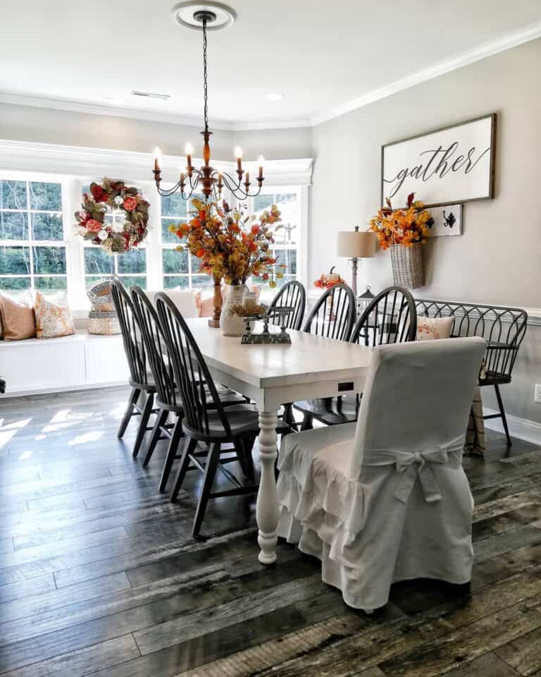 Dining Room with White Chair Rail Trim
