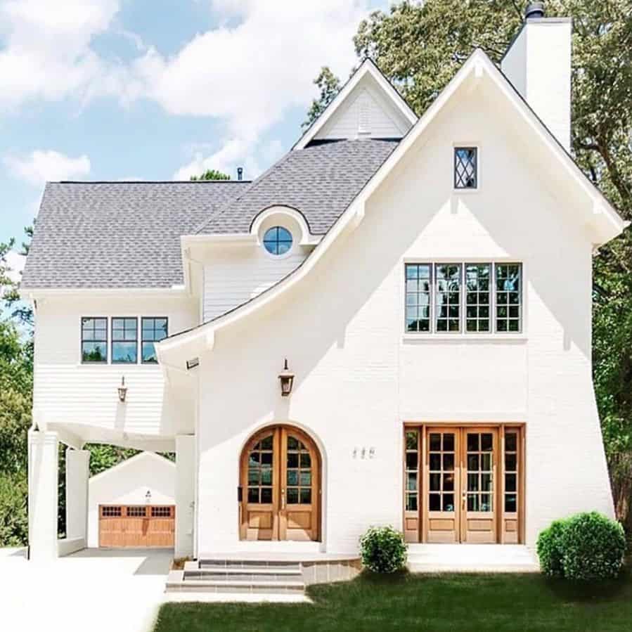 Double Front Door Porch with Pitched Roof