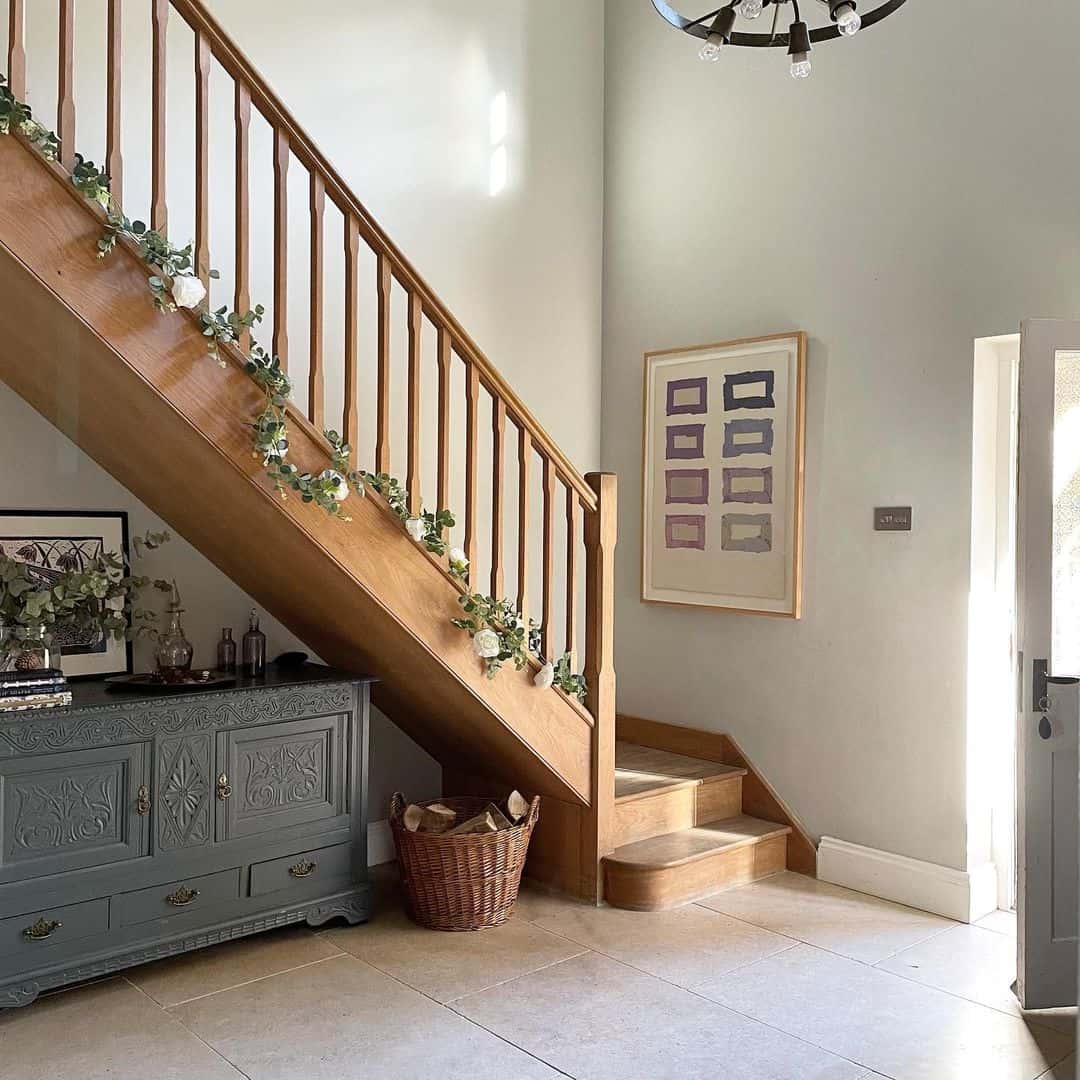 Entryway Staircase with Wooden Stair Spindles Soul & Lane
