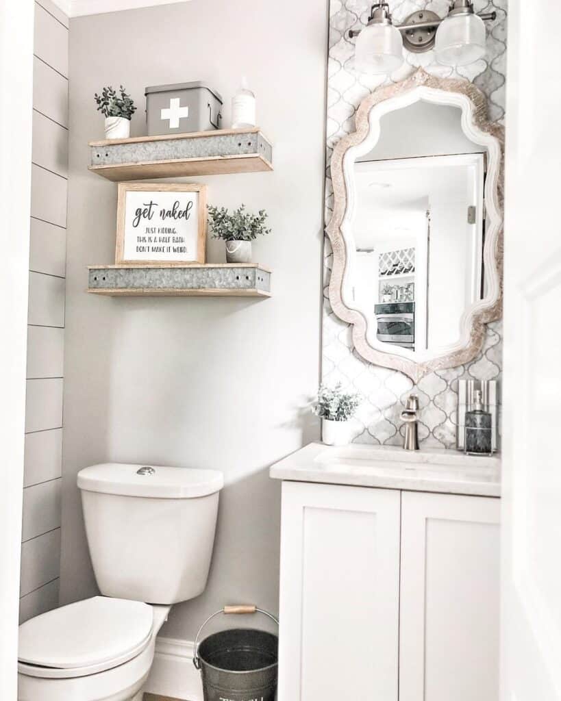 Farmhouse Half Bath Decor for Shelves