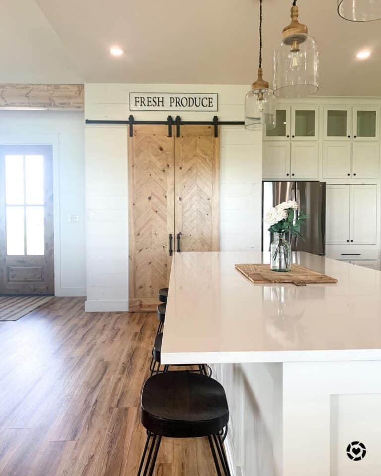 Farmhouse Pantry Door on a White Wall