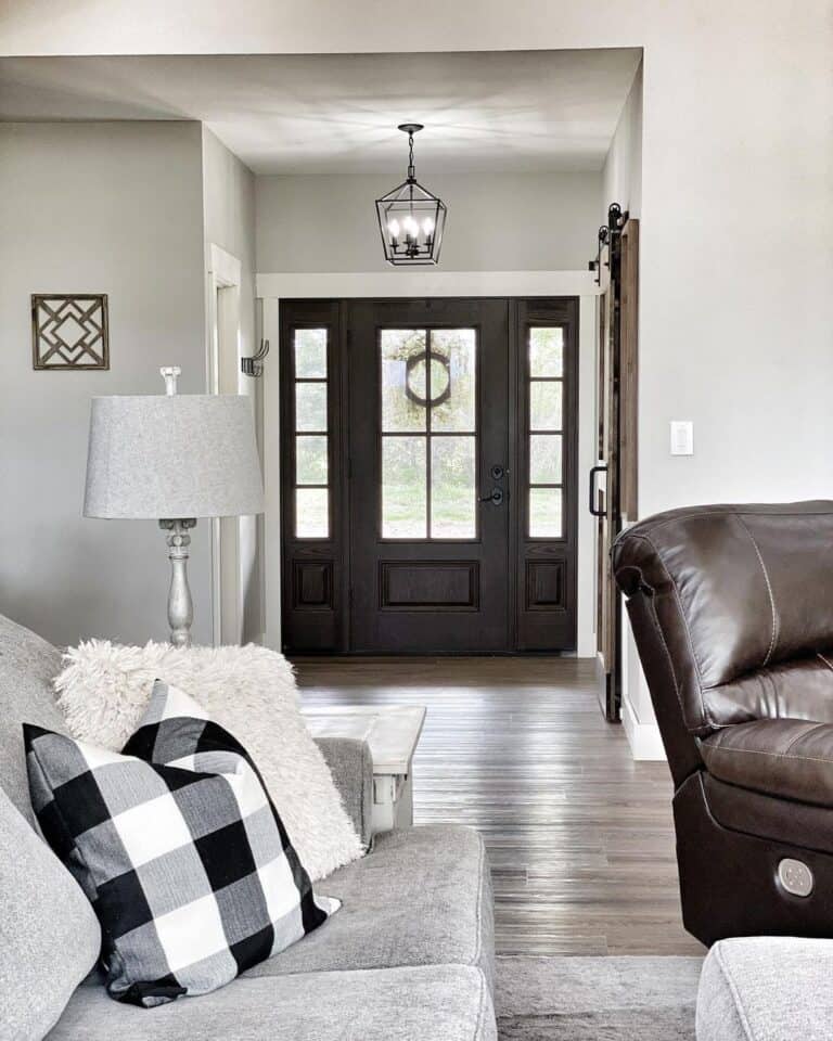 Farmhouse Style Front Door with Sidelights