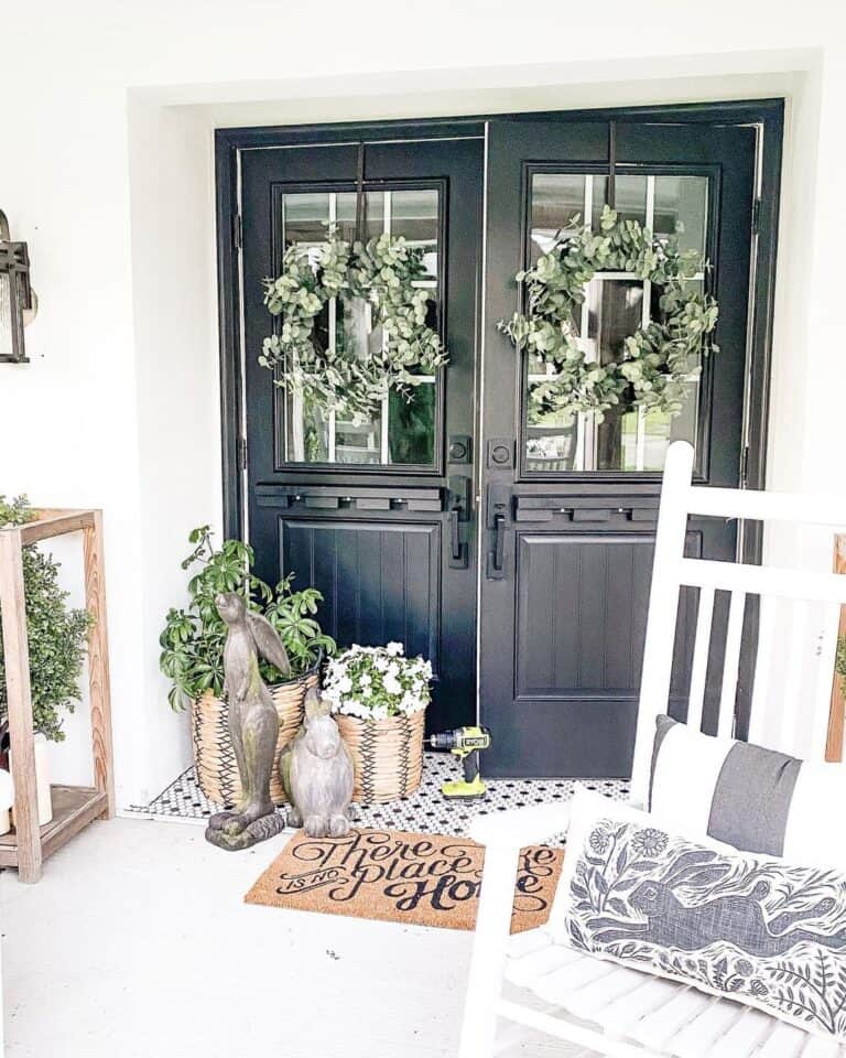 Front Door on Farmhouse Porch