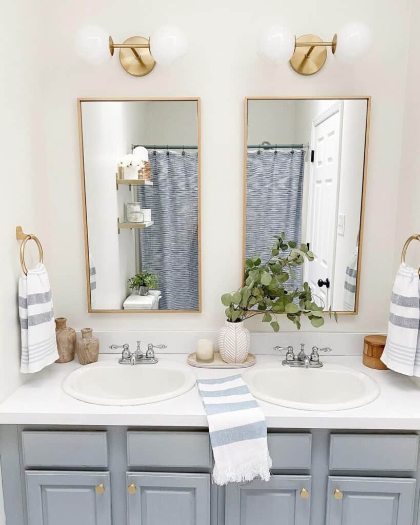 Gold Frame Rectangular Bathroom Mirrors