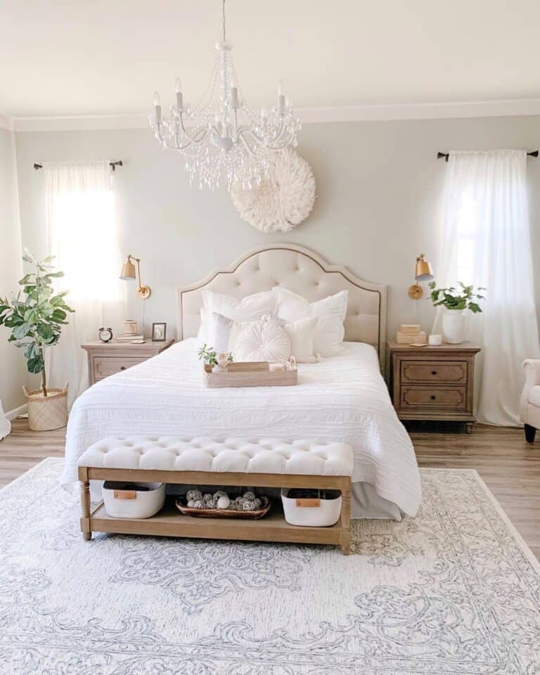 Gold Sconces Bedroom with Chandelier