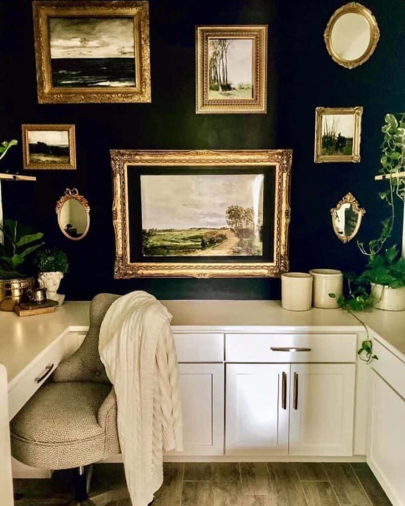 Gold and Black Contrasting Gallery Wall