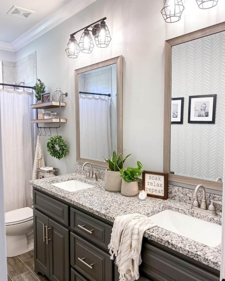 Granite Bathroom Countertops for Gray Washstand